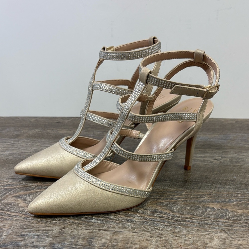 NEW Mix No.6 LIRAVEN Nude / Champagne Embellished Heels Size 9